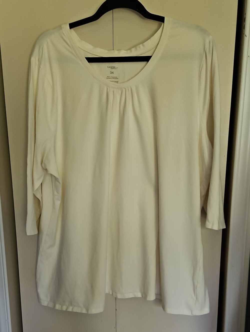 Cream Scoop Neck Long Sleeve Top Sz 3X Ptp27 L28